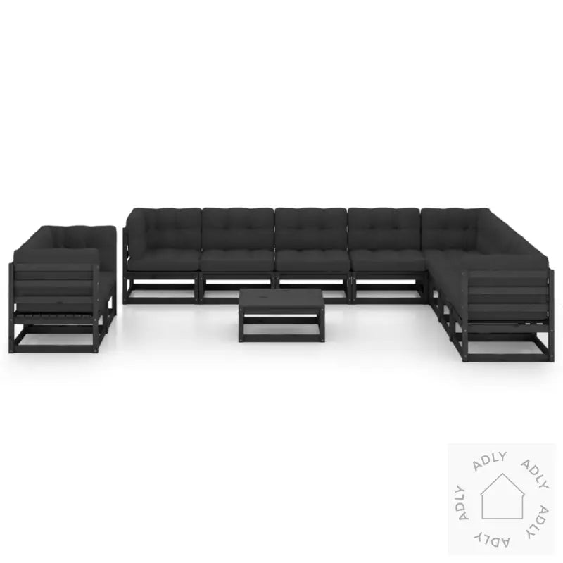 Hagesofagruppe Med Puter 11 Deler Svart Heltre Furu