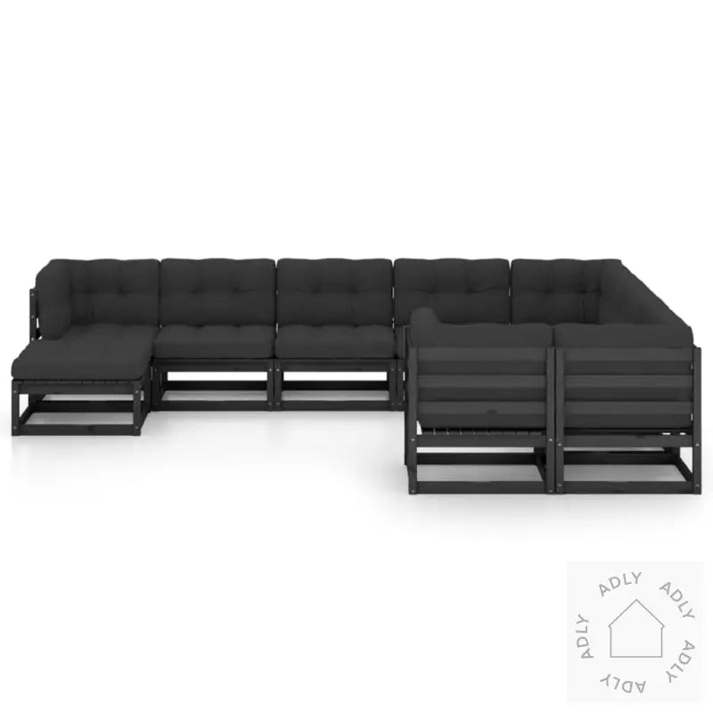Hagesofagruppe Med Puter 10 Deler Svart Heltre Furu