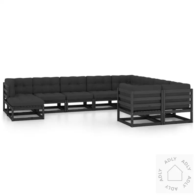 Hagesofagruppe Med Puter 10 Deler Svart Heltre Furu