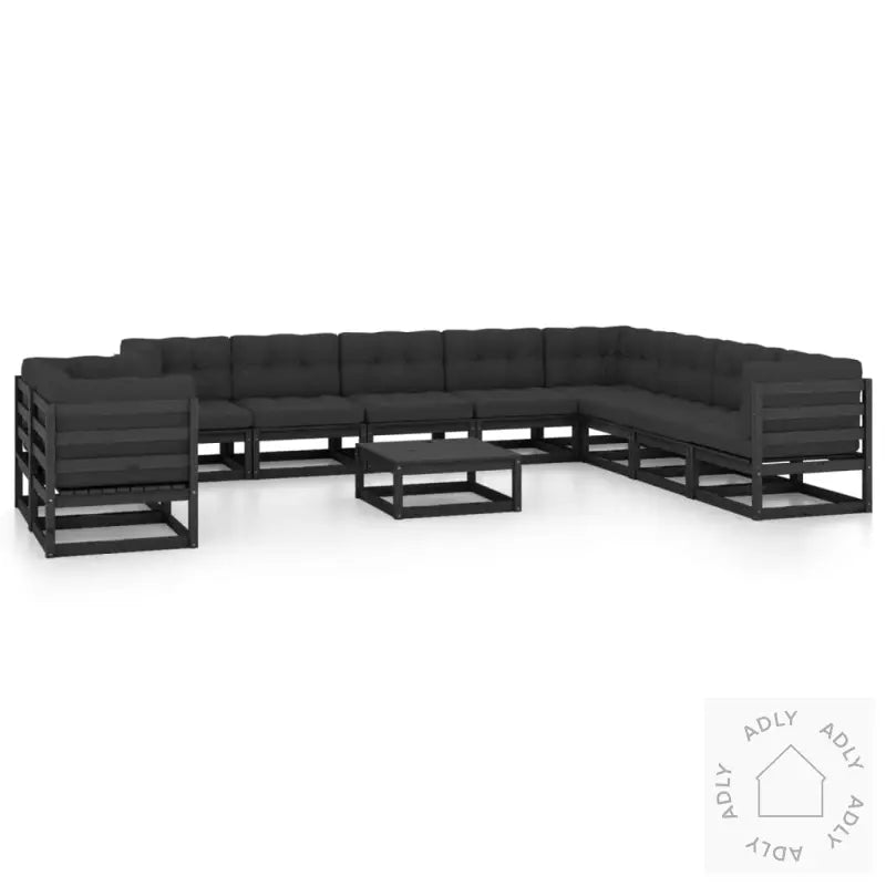 Hagesofagruppe Med Puter 11 Deler Svart Heltre Furu