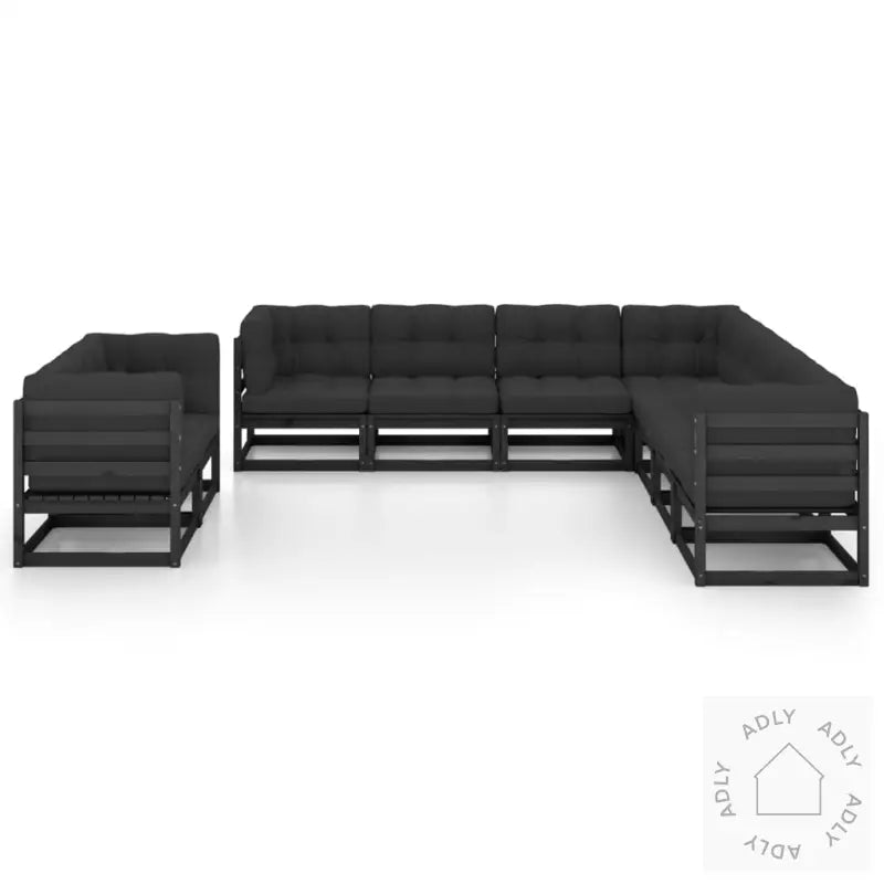 Hagesofagruppe Med Puter 9 Deler Svart Heltre Furu