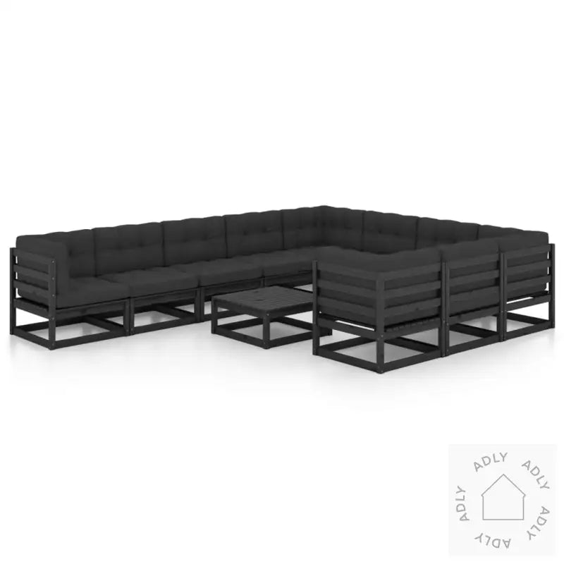 Hagesofagruppe Med Puter 11 Deler Svart Heltre Furu