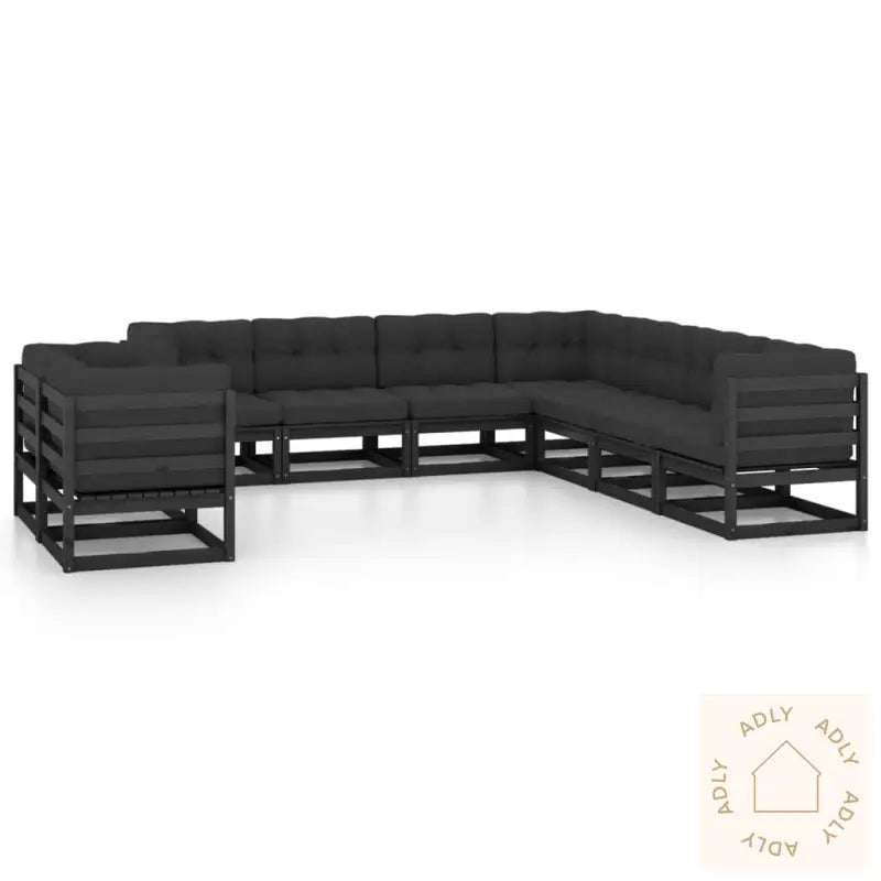 Hagesofagruppe Med Puter 9 Deler Svart Heltre Furu