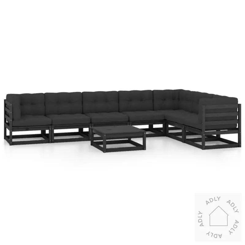 Hagesofagruppe Med Puter 8 Deler Svart Heltre Furu