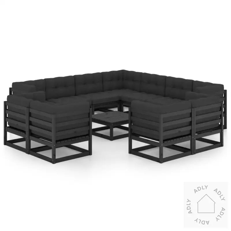 Hagesofagruppe Med Puter 12 Deler Svart Heltre Furu