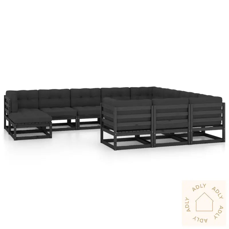 Hagesofagruppe Med Puter 11 Deler Svart Heltre Furu
