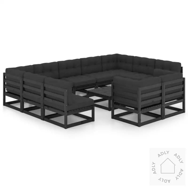 Hagesofagruppe Med Puter 12 Deler Svart Heltre Furu