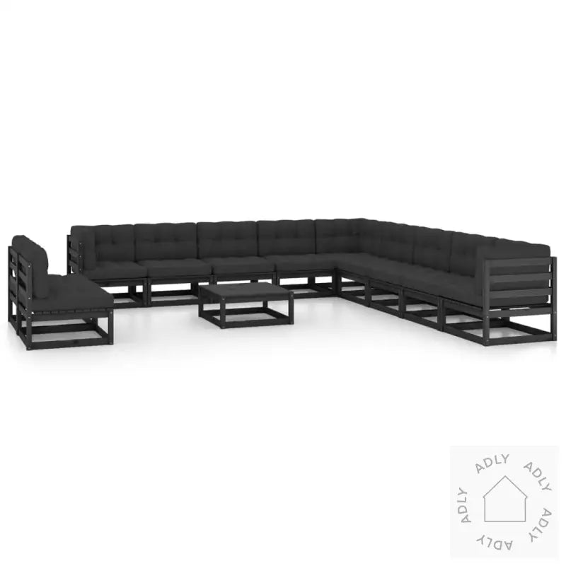 Hagesofagruppe Med Puter 12 Deler Svart Heltre Furu