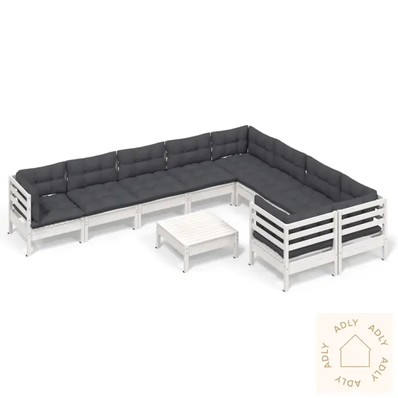 Hagesofagruppe Med Puter 10 Deler Hvit Heltre Furu
