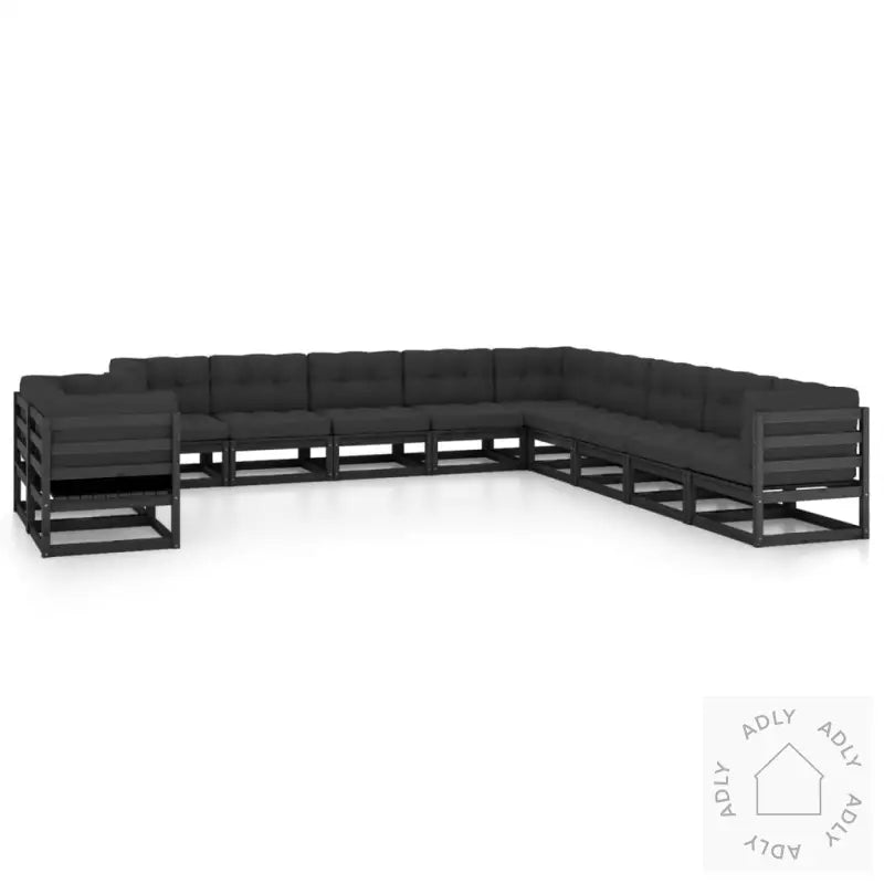 Hagesofagruppe Med Puter 11 Deler Svart Heltre Furu