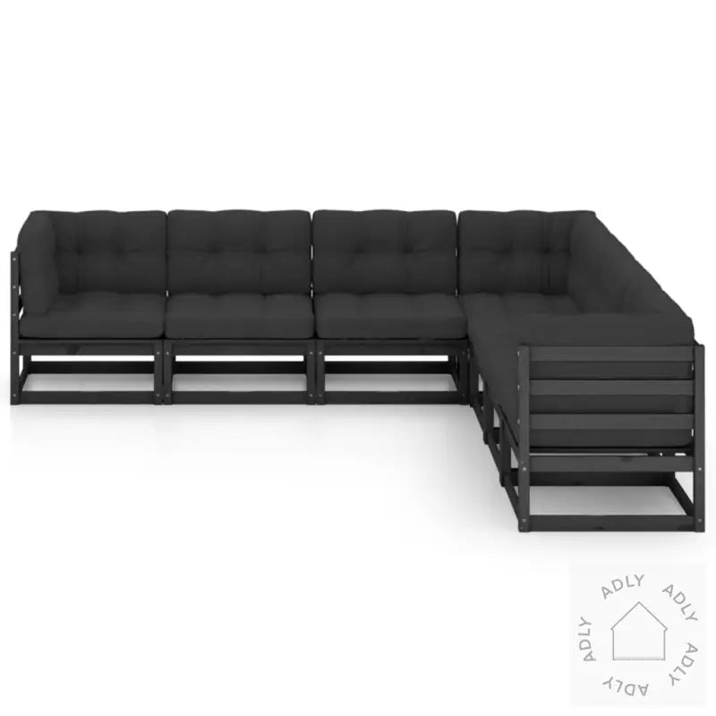 Hagesofagruppe Med Puter 7 Deler Svart Heltre Furu