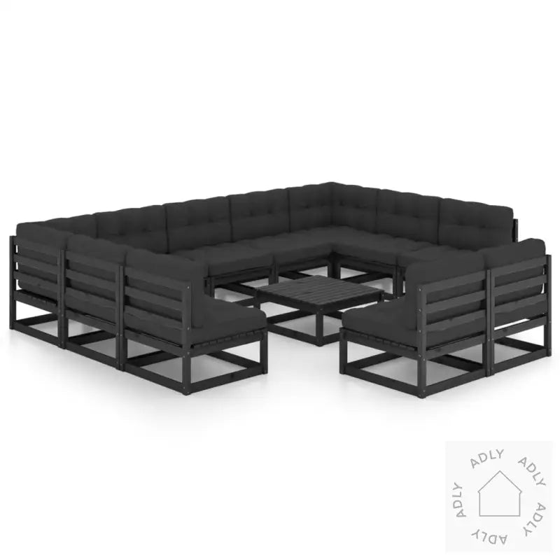 Hagesofagruppe Med Puter 12 Deler Svart Heltre Furu