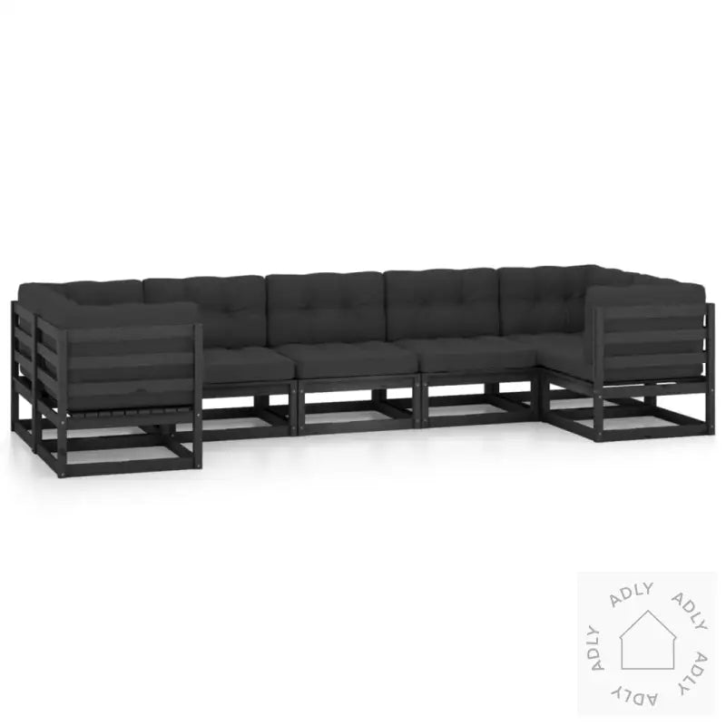 Hagesofagruppe Med Puter 7 Deler Svart Heltre Furu