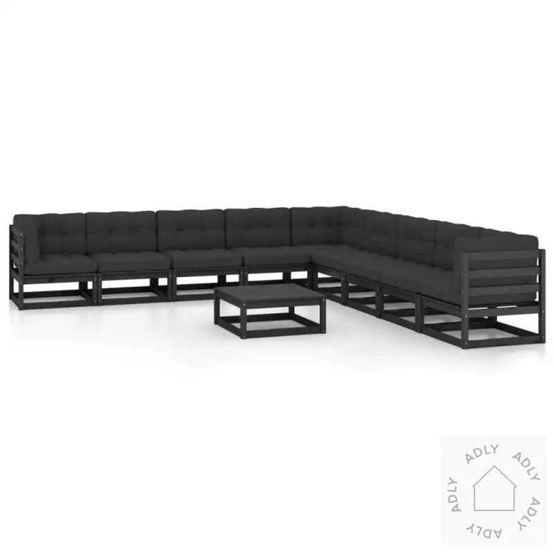 Hagesofagruppe Med Puter 10 Deler Svart Heltre Furu