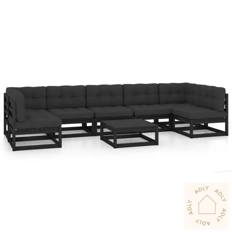 Hagesofagruppe Med Puter 8 Deler Svart Heltre Furu