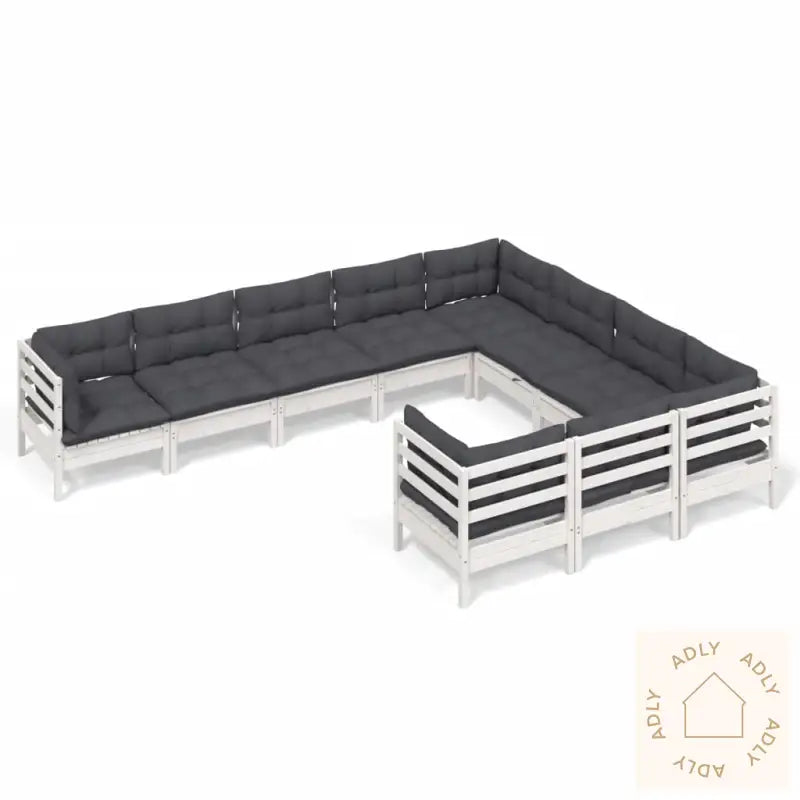 Hagesofagruppe Med Puter 10 Deler Hvit Heltre Furu
