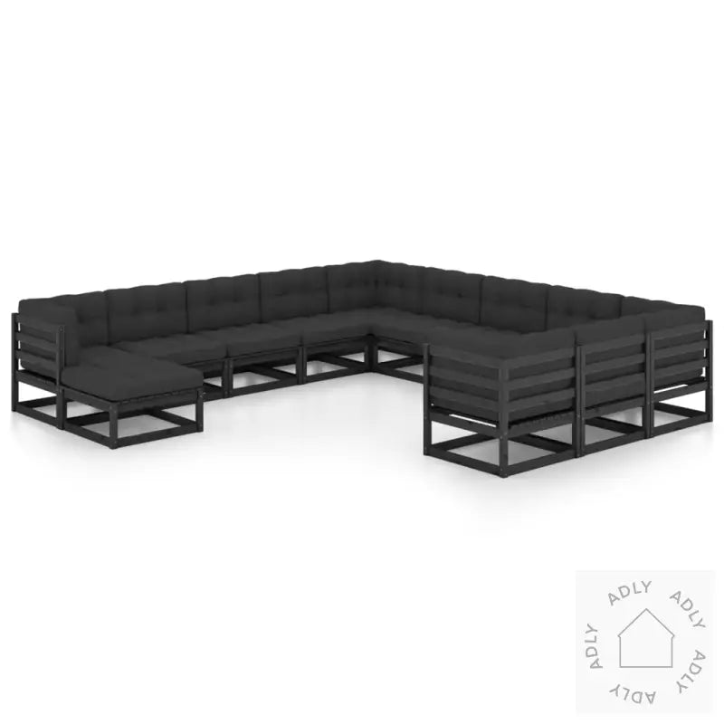 Hagesofagruppe Med Puter 12 Deler Svart Heltre Furu