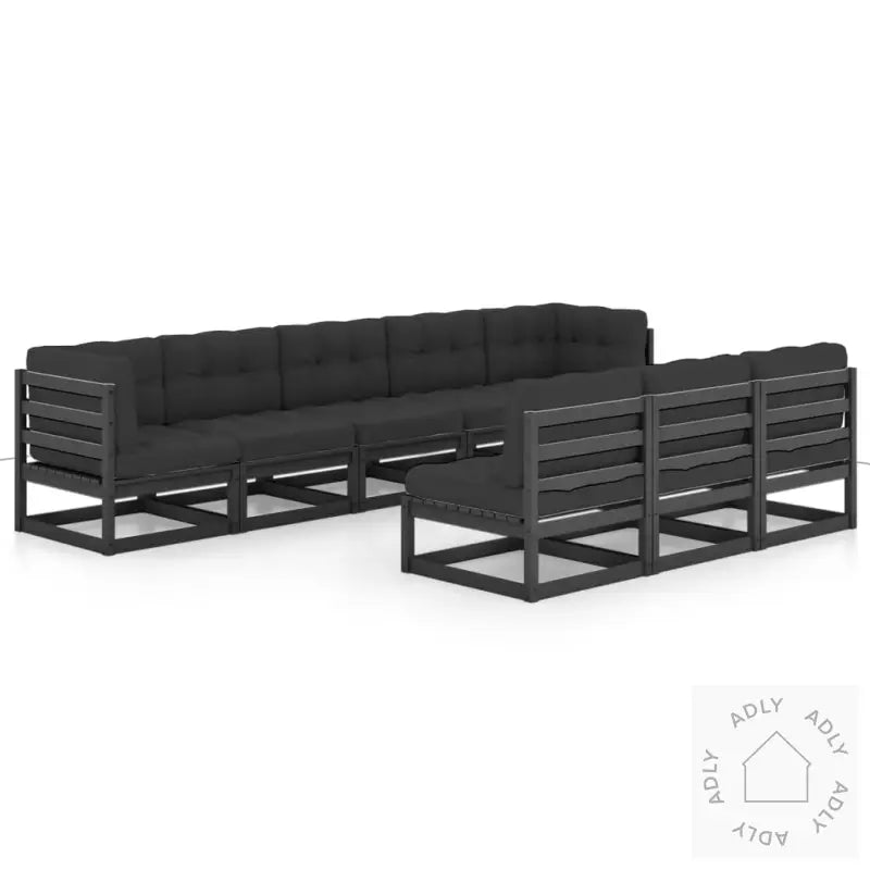 Hagesofagruppe Med Puter 8 Deler Svart Heltre Furu