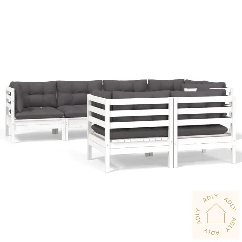 Hagesofagruppe Med Puter 7 Deler Hvit Heltre Furu