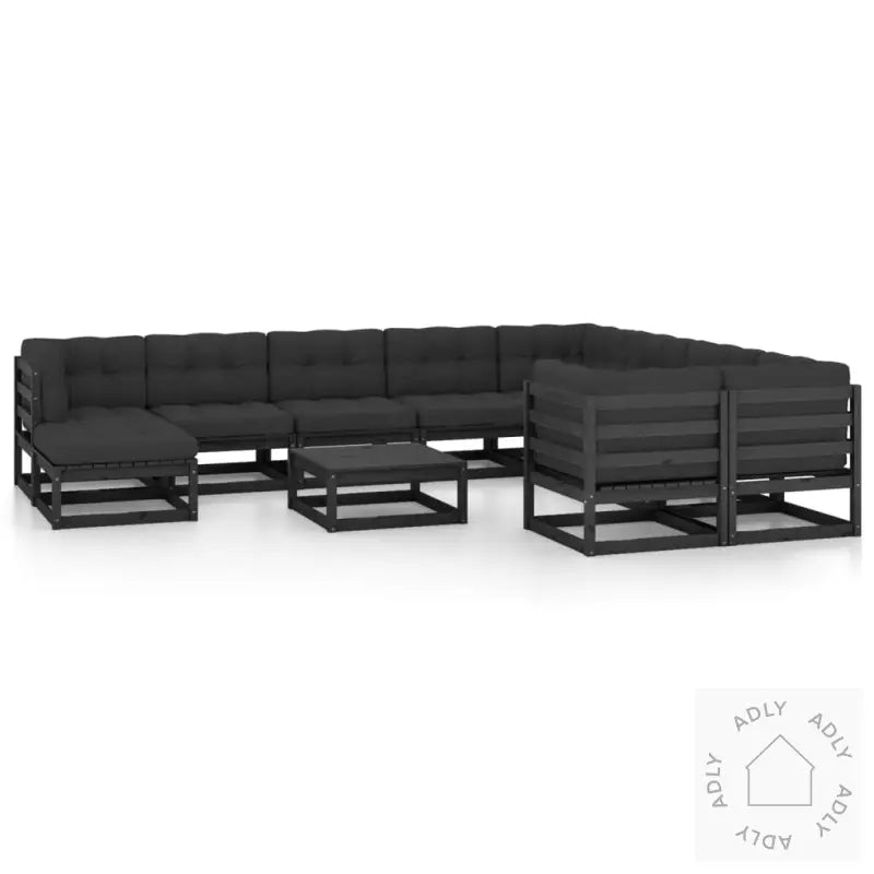 Hagesofagruppe Med Puter 11 Deler Svart Heltre Furu
