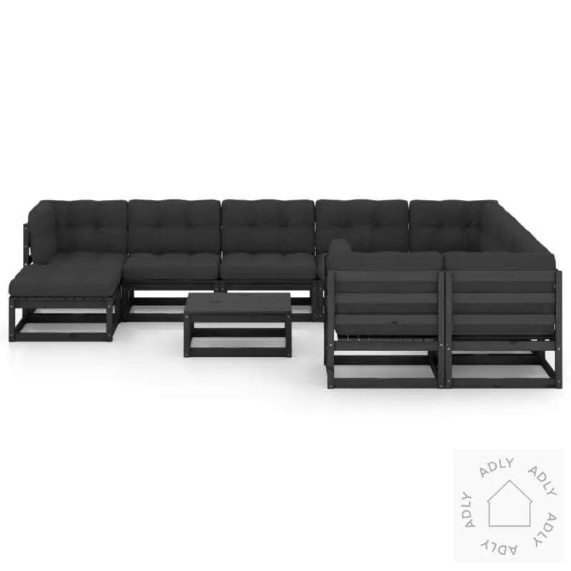 Hagesofagruppe Med Puter 11 Deler Svart Heltre Furu