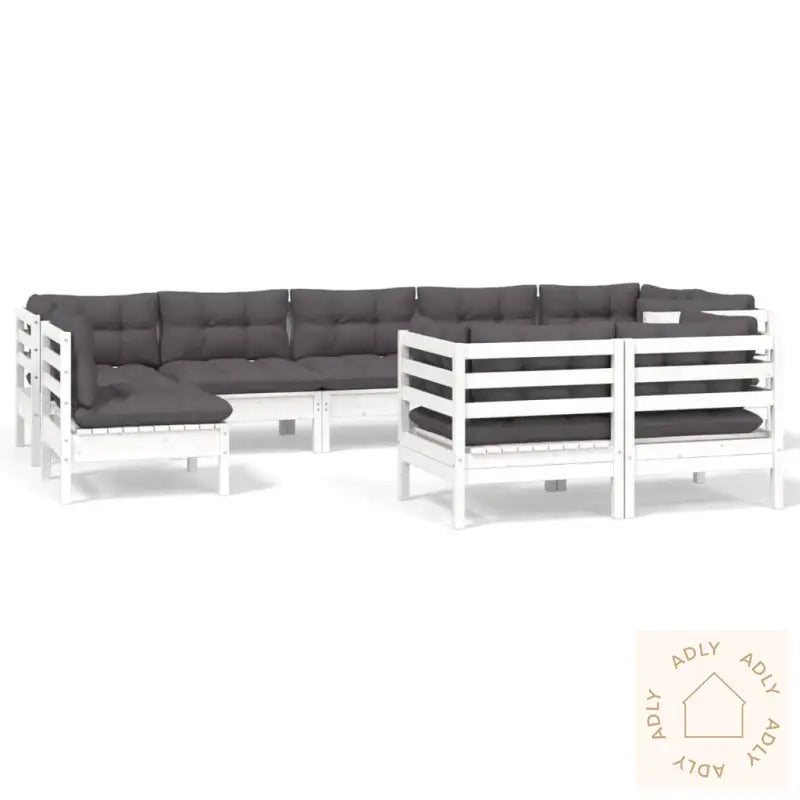 Hagesofagruppe Med Puter 9 Deler Hvit Heltre Furu