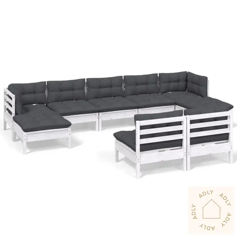 Hagesofagruppe Med Puter 9 Deler Hvit Heltre Furu