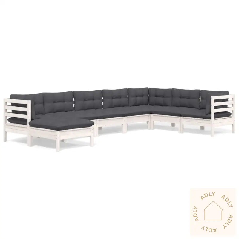 Hagesofagruppe Med Puter 8 Deler Hvit Heltre Furu