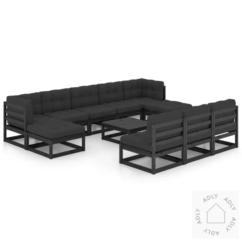 Hagesofagruppe Med Puter 11 Deler Svart Heltre Furu