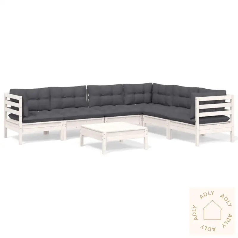 Hagesofagruppe Med Puter 7 Deler Hvit Heltre Furu