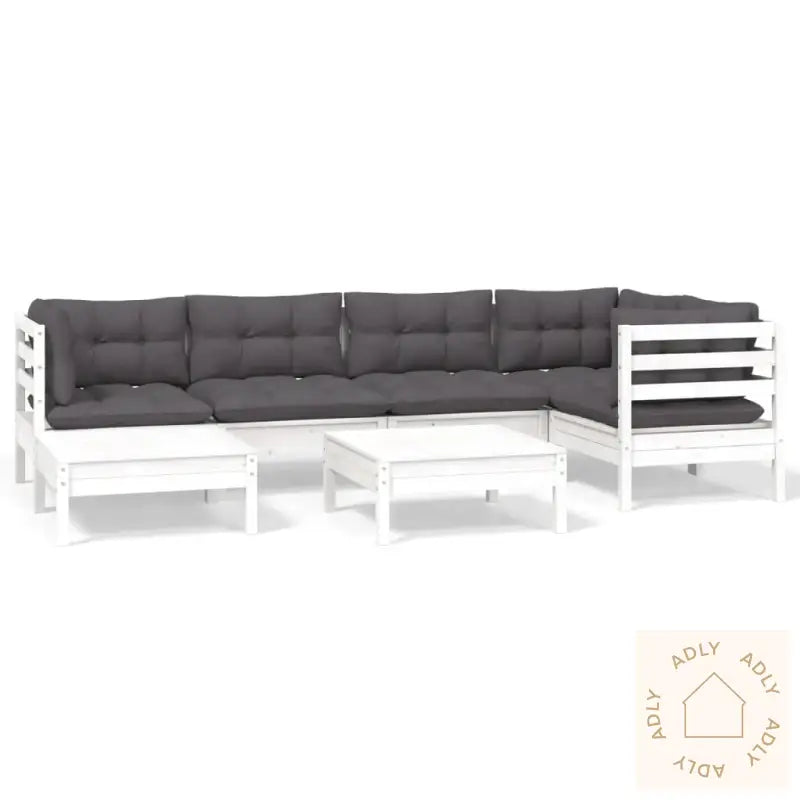 Hagesofagruppe Med Puter 7 Deler Hvit Heltre Furu