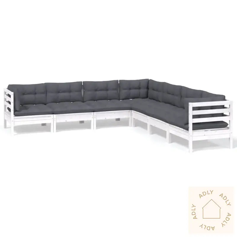 Hagesofagruppe Med Puter 7 Deler Hvit Heltre Furu