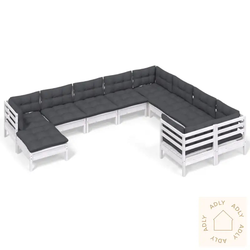 Hagesofagruppe Med Puter 10 Deler Hvit Heltre Furu
