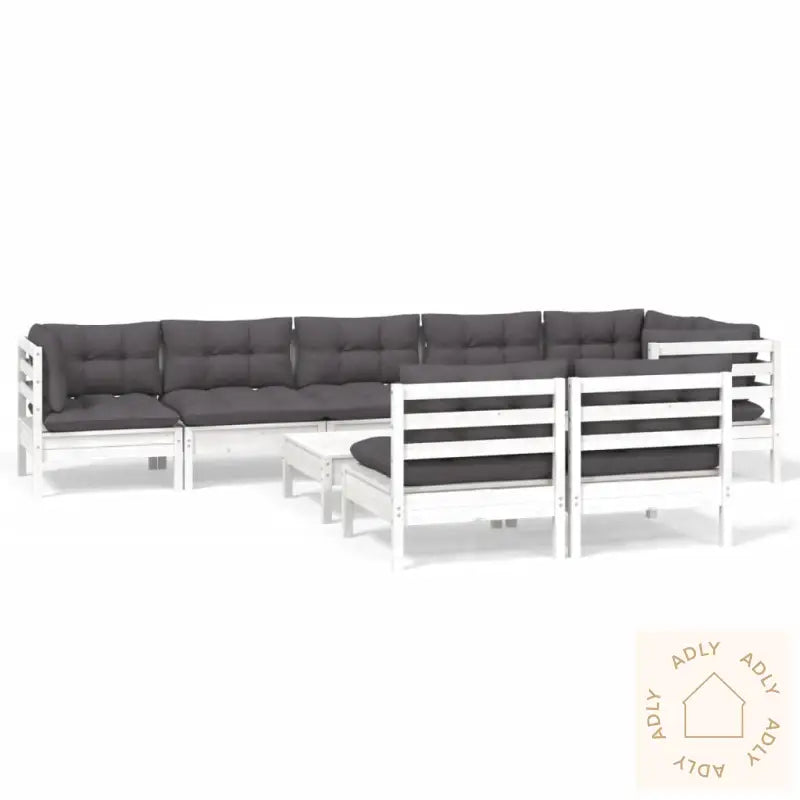 Hagesofagruppe Med Puter 9 Deler Hvit Heltre Furu