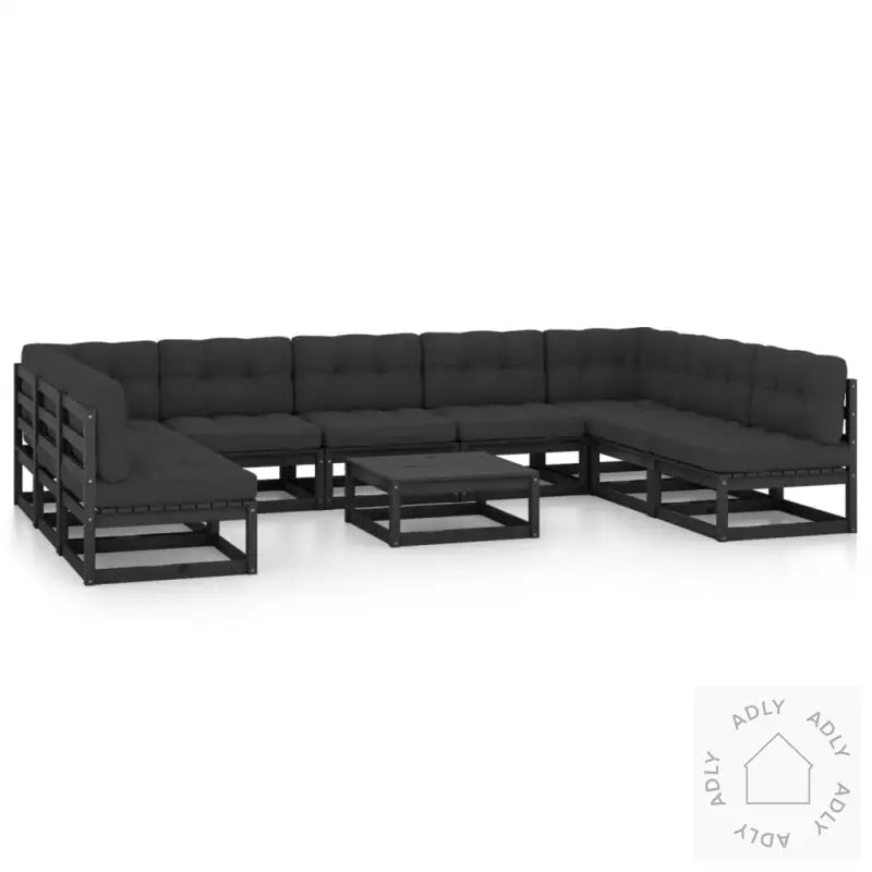 Hagesofagruppe Med Puter 10 Deler Svart Heltre Furu