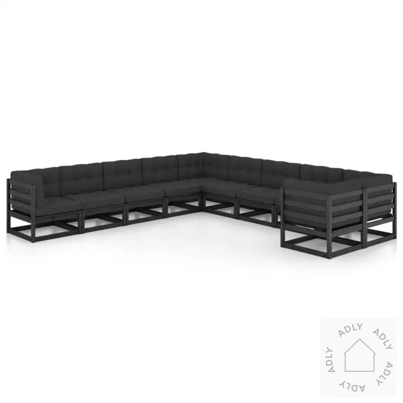 Hagesofagruppe Med Puter 10 Deler Svart Heltre Furu
