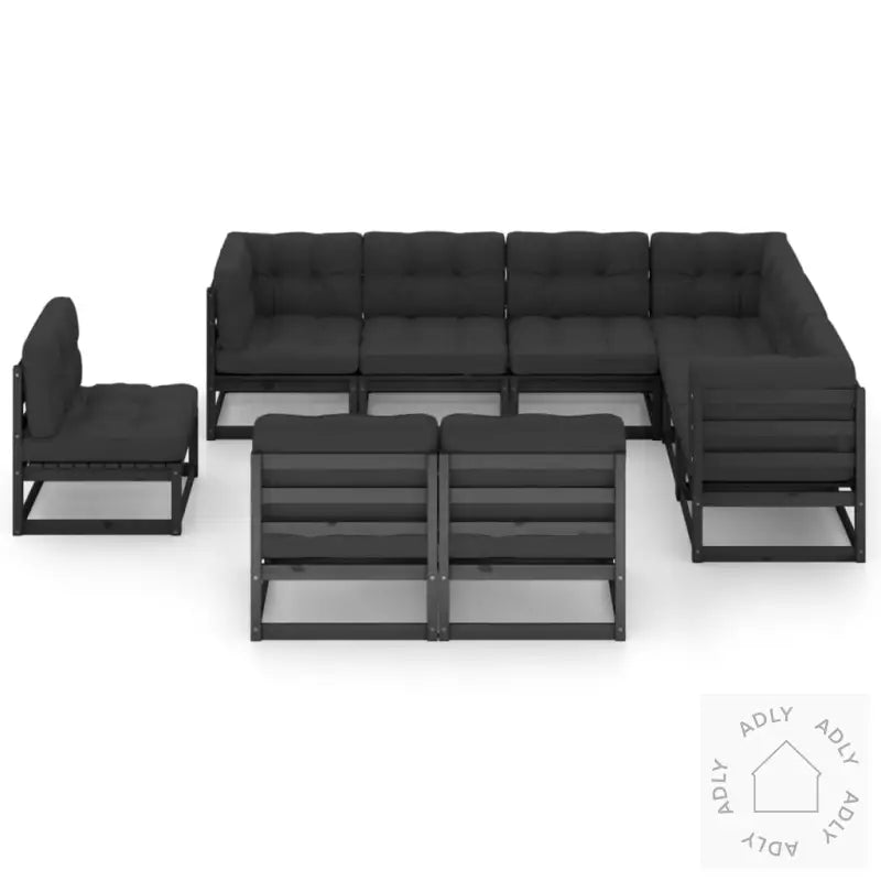 Hagesofagruppe Med Puter 9 Deler Svart Heltre Furu