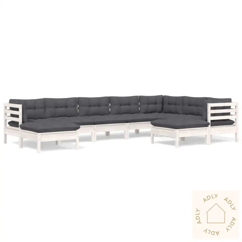 Hagesofagruppe Med Puter 9 Deler Hvit Heltre Furu