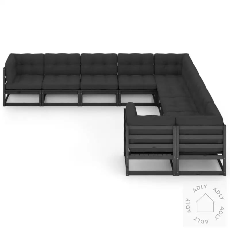 Hagesofagruppe Med Puter 10 Deler Svart Heltre Furu