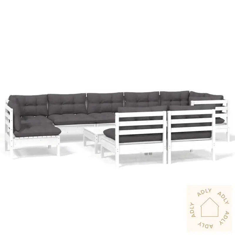 Hagesofagruppe Med Puter 10 Deler Hvit Heltre Furu