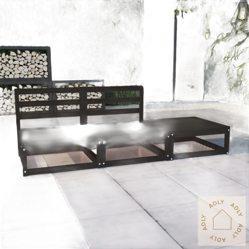 Darkt treverk outdoor sofa i heltre furu, perfekt som hagemøbler til hjemmet