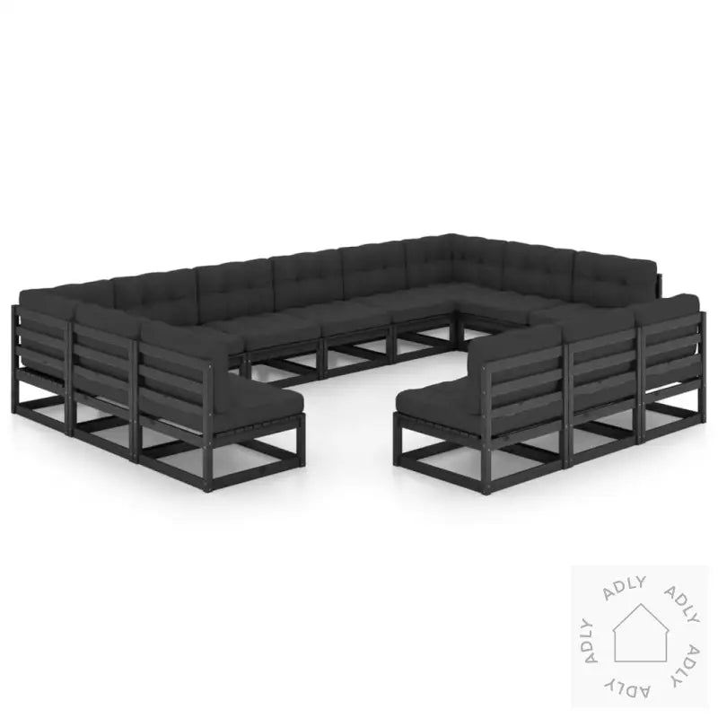 Hagesofagruppe Med Puter 13 Deler Svart Heltre Furu