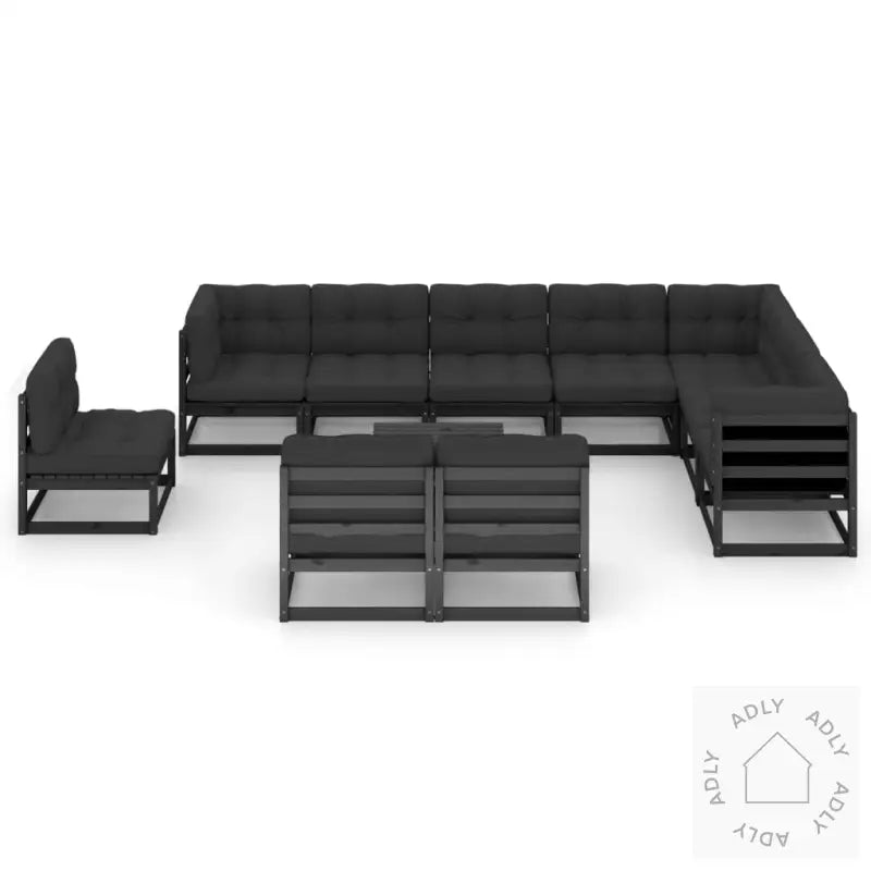 Hagesofagruppe Med Puter 11 Deler Svart Heltre Furu