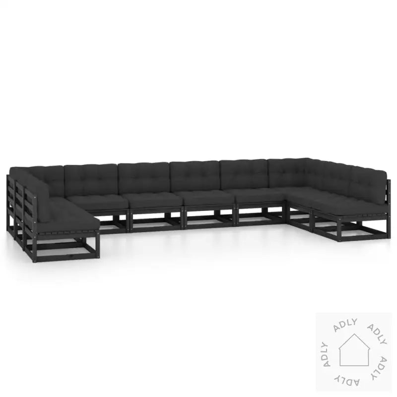 Hagesofagruppe Med Puter 10 Deler Svart Heltre Furu
