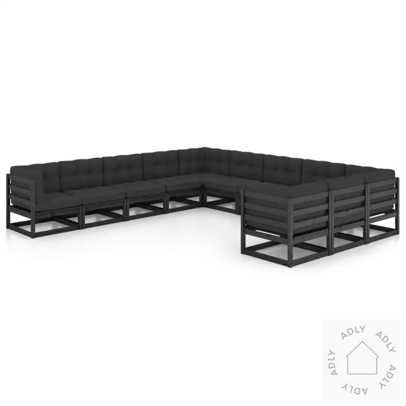Hagesofagruppe Med Puter 11 Deler Svart Heltre Furu