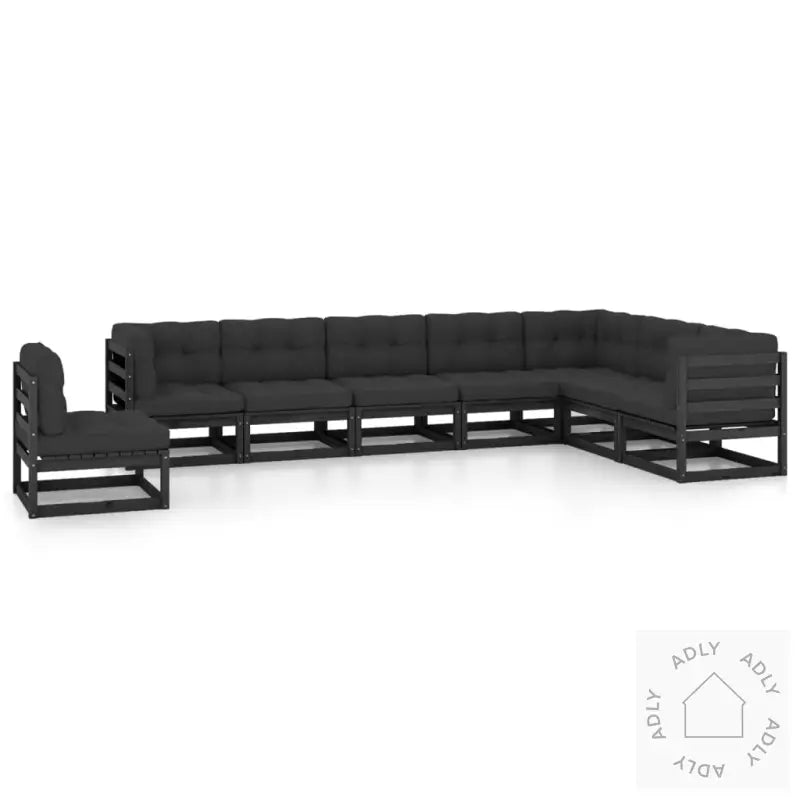 Hagesofagruppe Med Puter 8 Deler Svart Heltre Furu