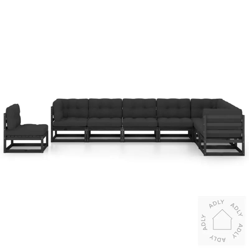 Hagesofagruppe Med Puter 8 Deler Svart Heltre Furu