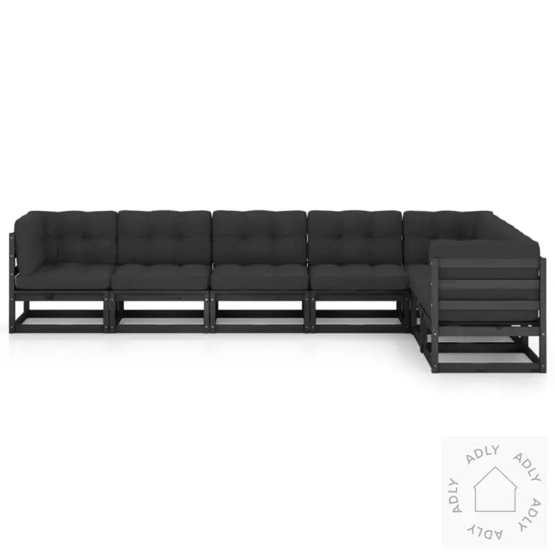 Hagesofagruppe Med Puter 7 Deler Svart Heltre Furu