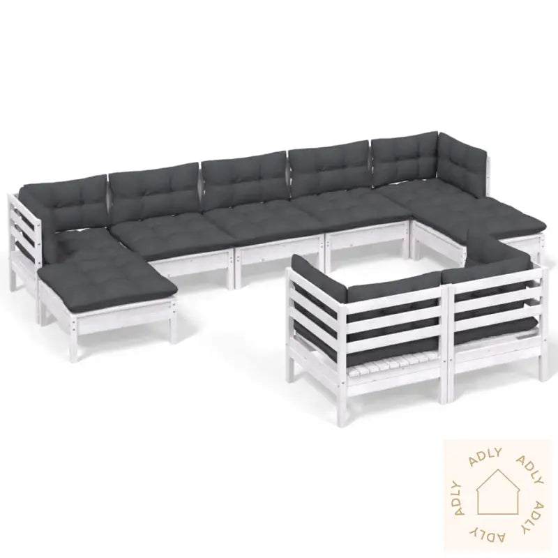 Hagesofagruppe Med Puter 9 Deler Hvit Heltre Furu