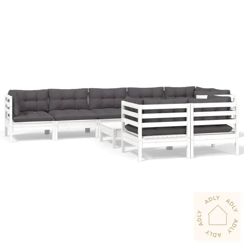 Hagesofagruppe Med Puter 9 Deler Hvit Heltre Furu